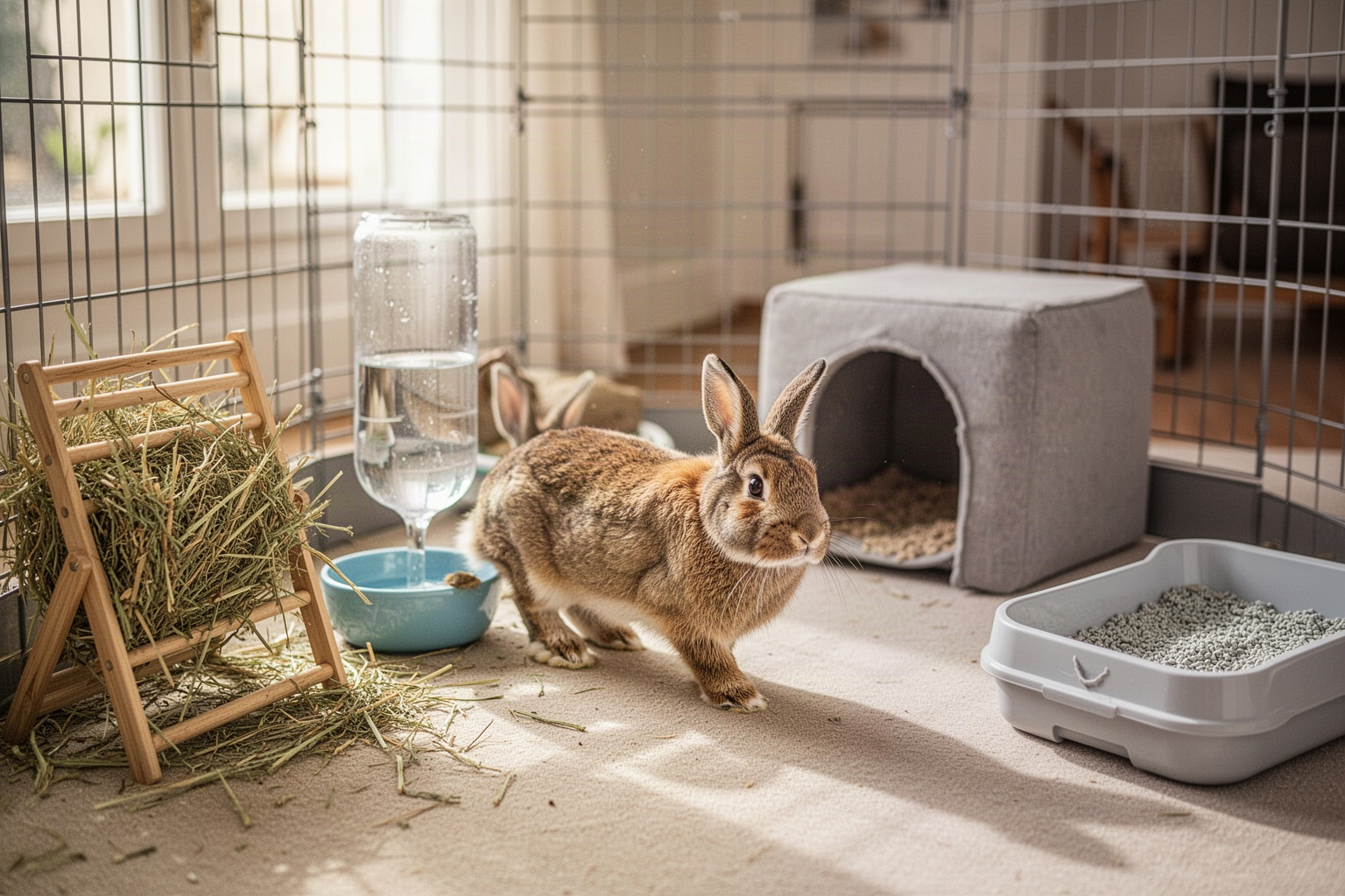 Quels accessoires installer dans la cage du lapin ?