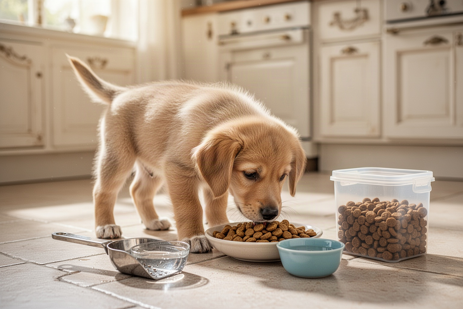 Quelle quantité donner à un chiot : repas et rations selon l’âge