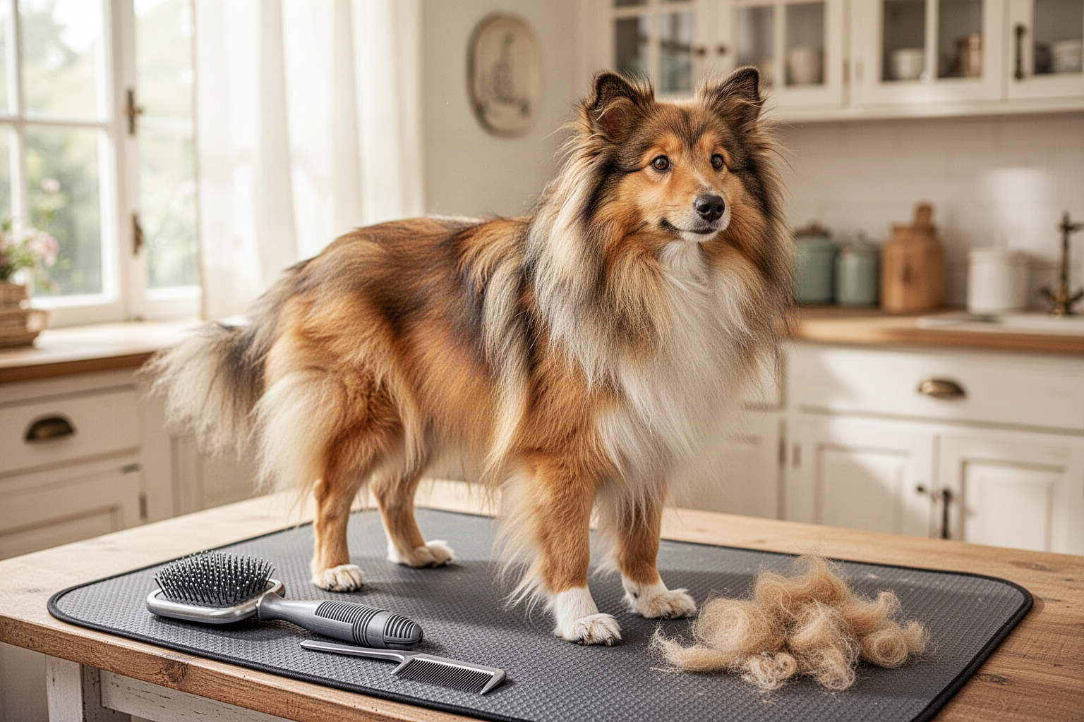 Brosser un chien à poil long sans envahir la maison