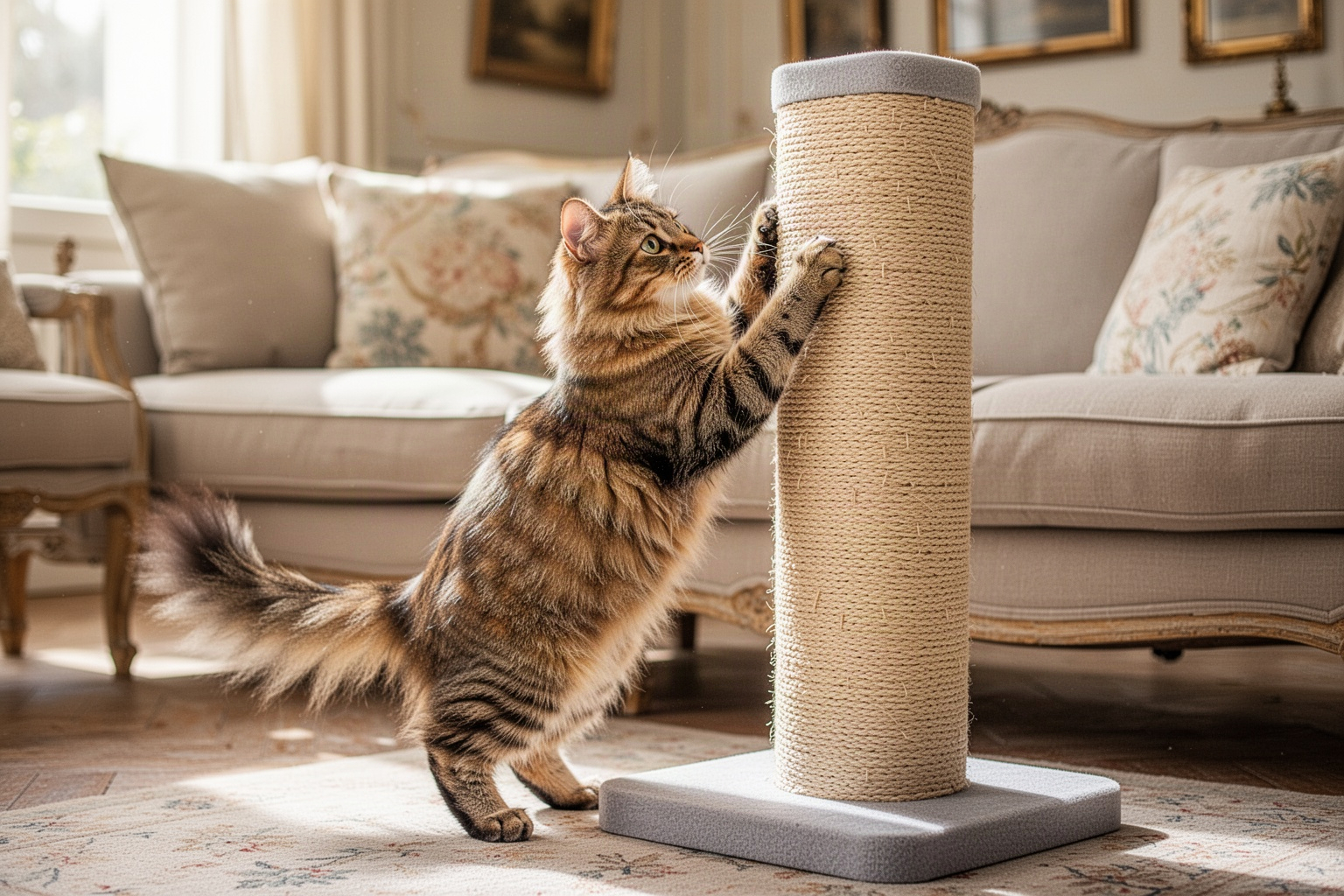 Chat qui fait ses griffes sur le canapé : que faire ?
